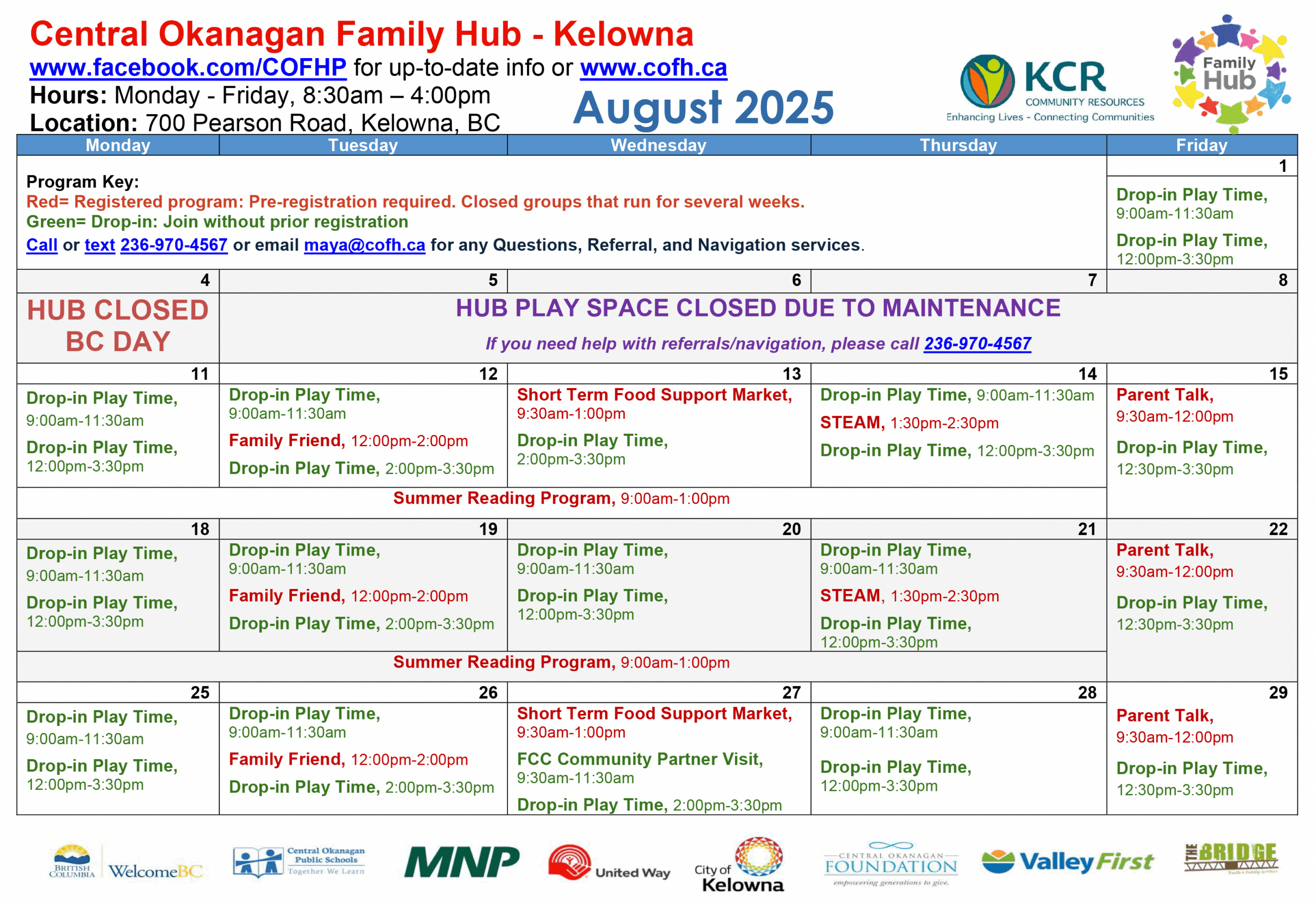 Hub Calendar - August 2025