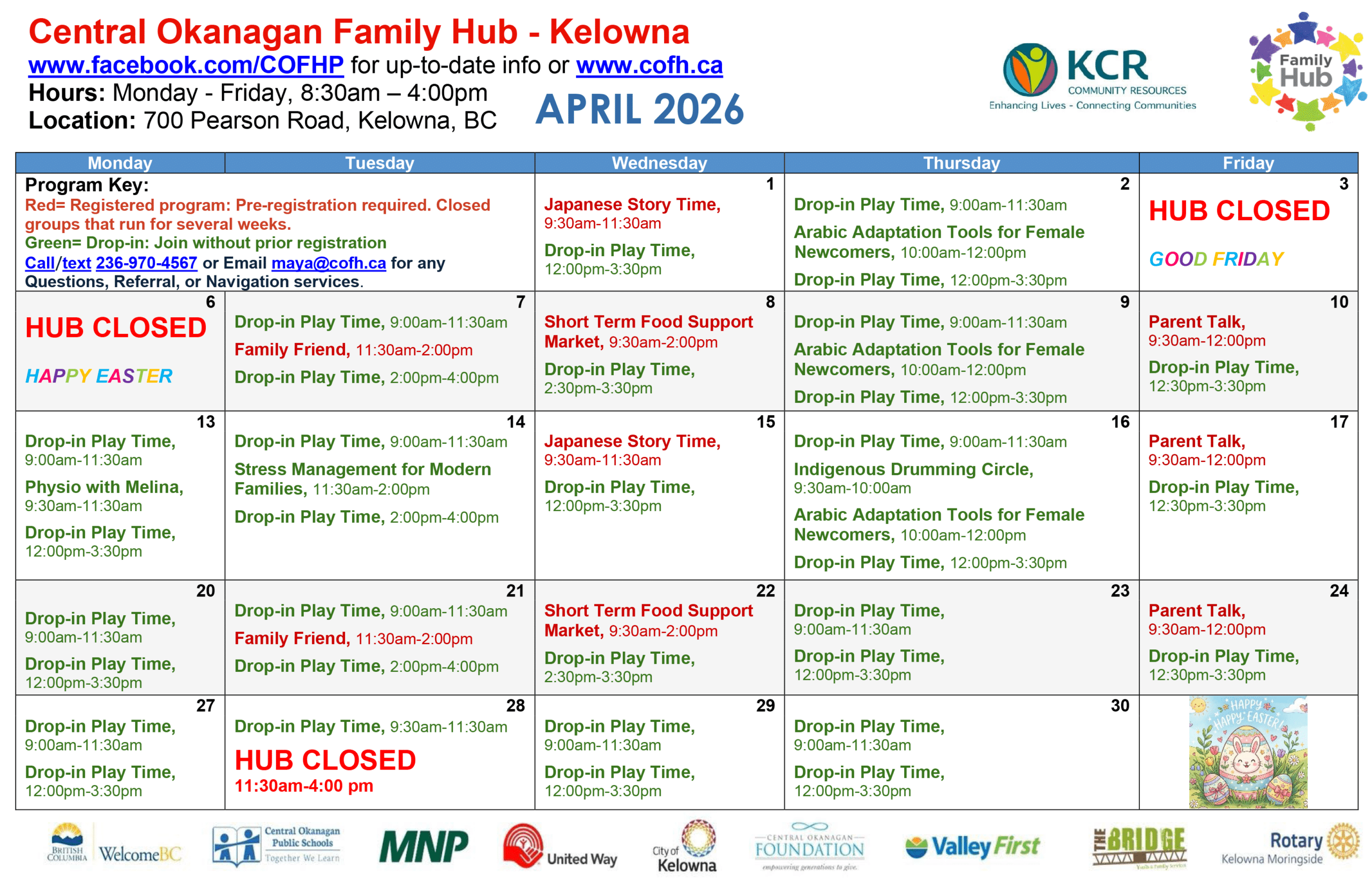 Hub Calendar - April 2026