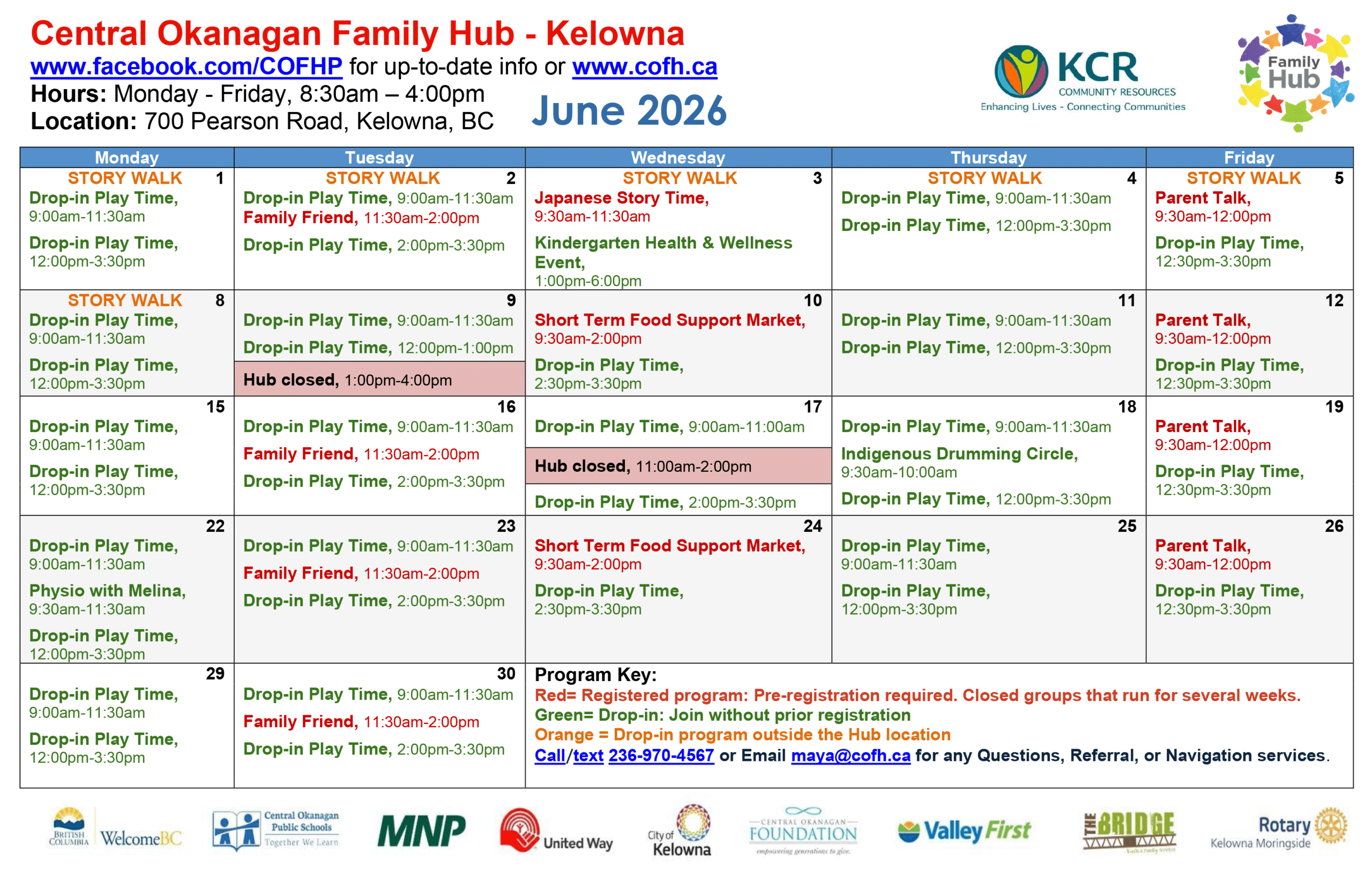 Central Okanagan Family Hub - June - Calendar of Events