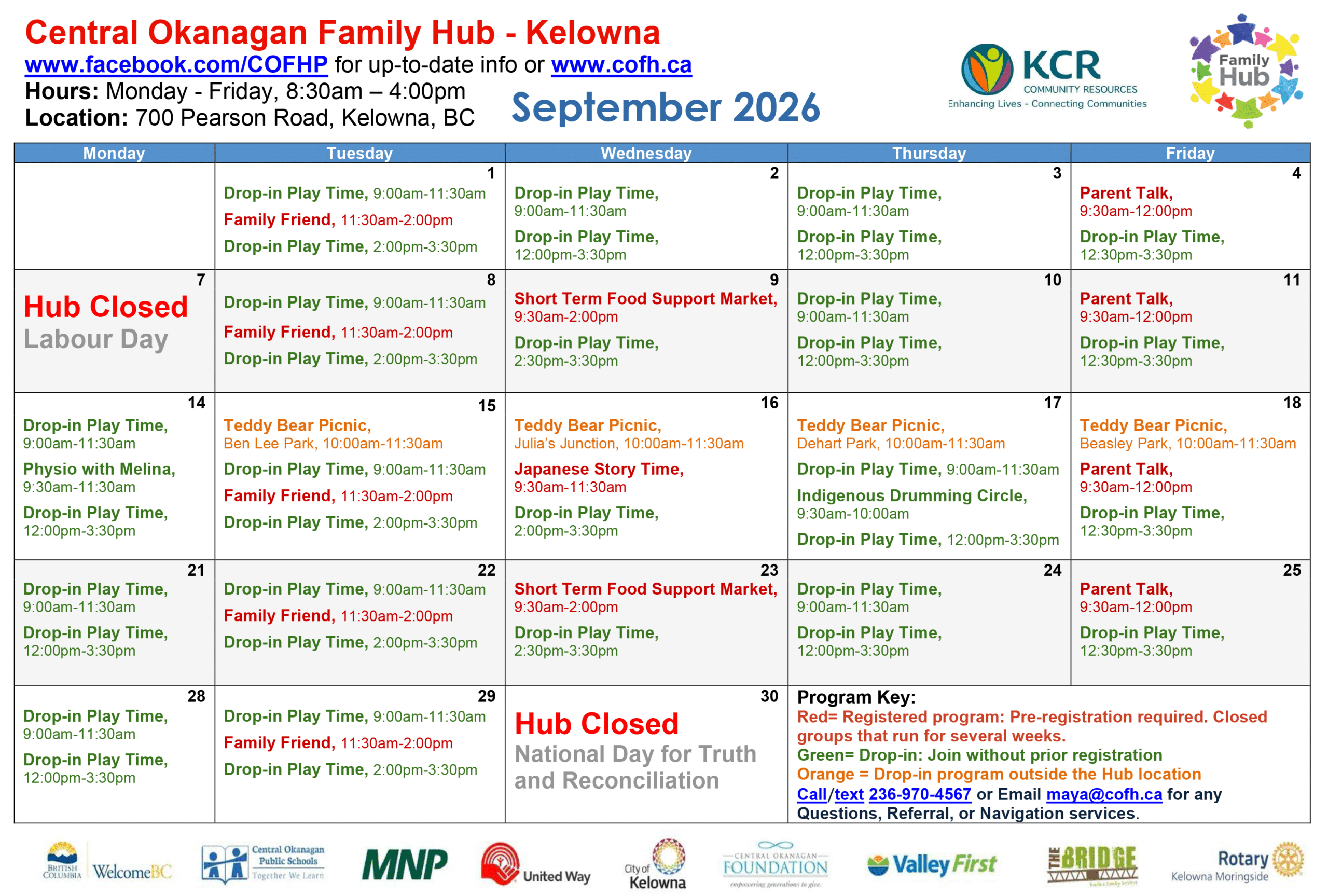 Hub Calendar - September 2026